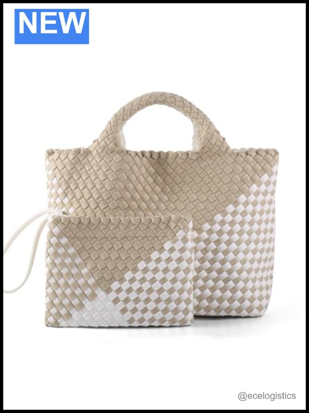 Handwoven Neoprene Tote Bag with Matching Purse, Lightweight Beach Bag